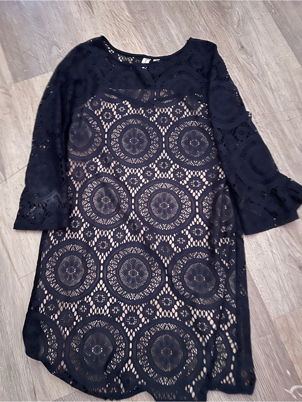 Black Crochet Lace Shift Dress - Brand Unspecified